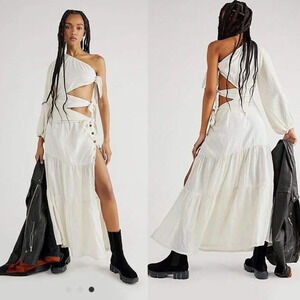 Free People Jen's Pirate Booty Gauze Graffiti Bridge Maxi Dress Size Small NWT